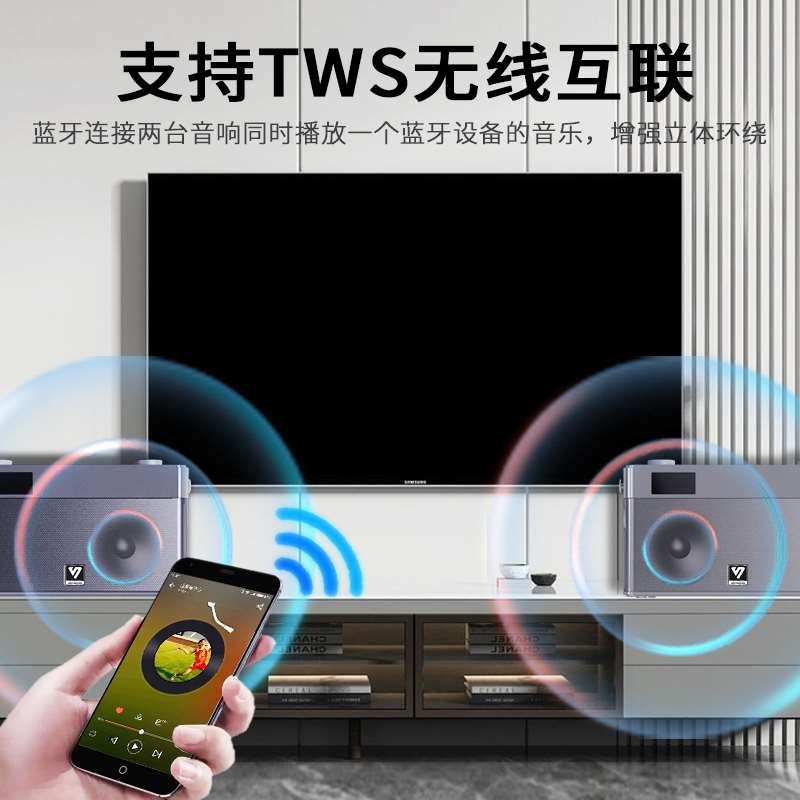 声优Q5S专业声卡K歌音响便携户外蓝牙话筒唱歌二胡萨克斯乐器音箱 - 图2