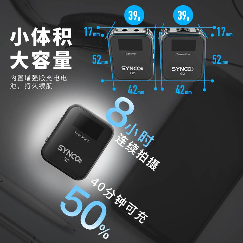 奉科 SYNCO G2SYNCO奉科G2专业无线麦克风手机相机直播收音领夹式 - 图2