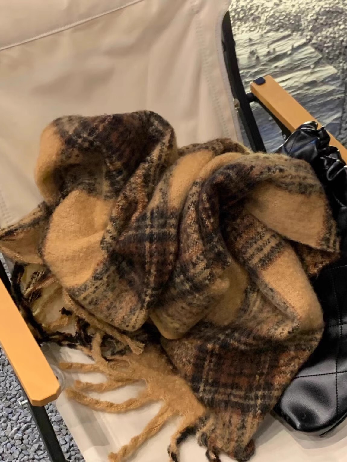 【任选2条】美拉德慵懒氛围感格纹围脖情侣格子披肩千鸟格大围巾D - 图0