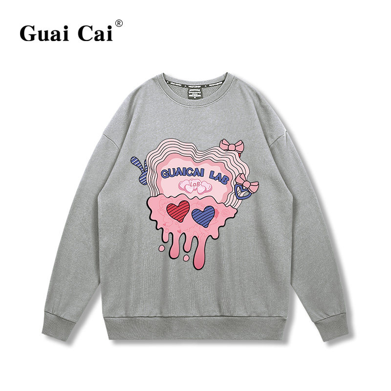 甜酷风春秋黑色宽松圆领2022卫衣 乖才卫衣/绒衫