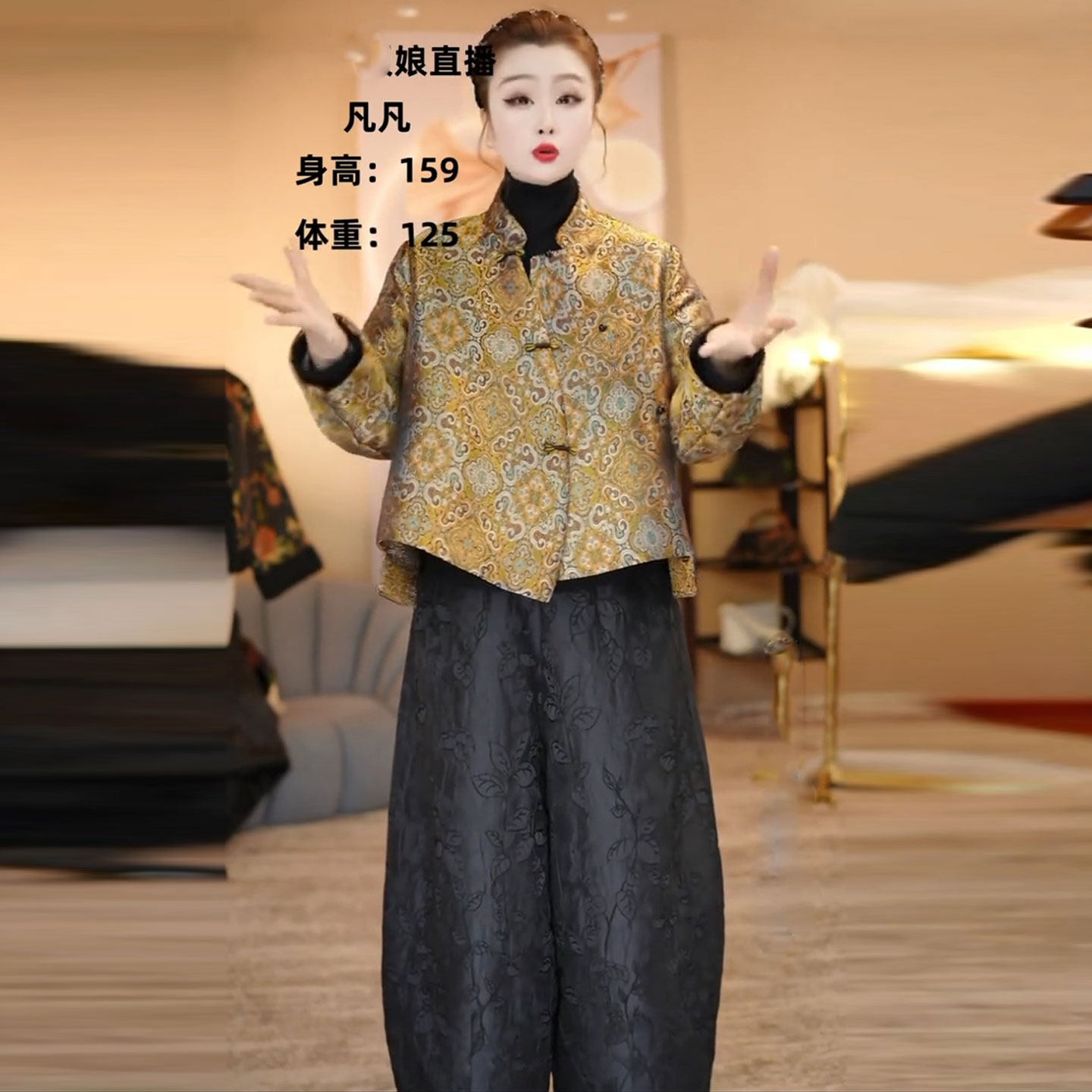 新中式盘扣加棉棉衣棉裤套装女大码冬装新款立领棉服+夹棉九分裤,淘宝优惠券,粉丝福利购,淘宝优惠卷