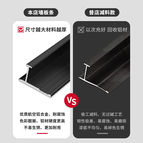 铝合金工字条木饰面收边条集成墙板收口条碳晶板阳角条金属装饰线 - 图2