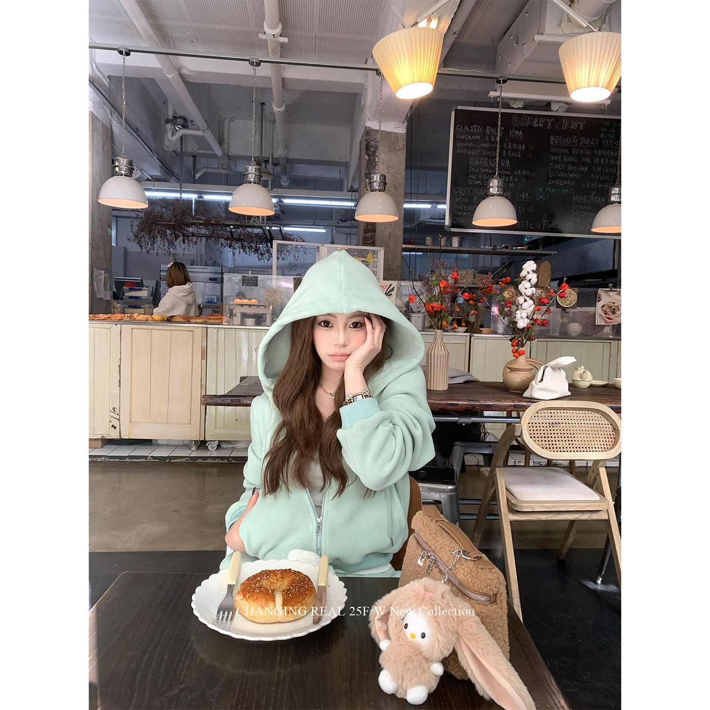 CHANGING REAL 海盐薄荷 果绿摇粒绒卫衣套装女运动外套休闲长裤,淘宝优惠券,粉丝福利购,淘宝优惠卷