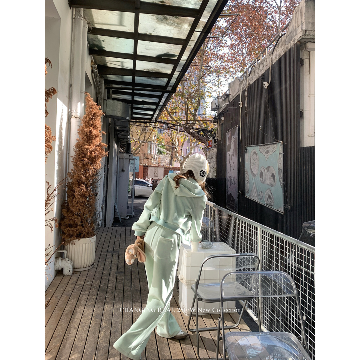 CHANGING REAL 海盐薄荷 果绿摇粒绒卫衣套装女运动外套休闲长裤,淘宝优惠券,粉丝福利购,淘宝优惠卷