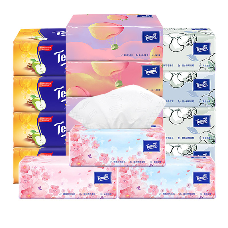 Tempo得宝4层软抽纸巾90抽4包家庭装四种香味组合抽纸面巾餐巾纸,淘宝优惠券,粉丝福利购,淘宝优惠卷