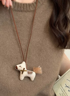 马年长款项链新年可爱红色小马