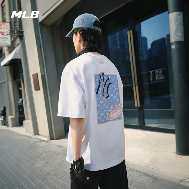 MLB官方 男女情侣印花短袖后背时尚宽松舒适T恤25夏季新款TSM21 - 图0