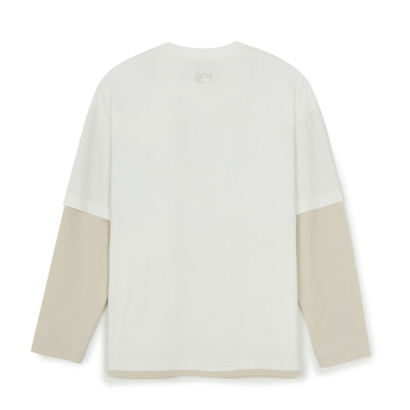 MLB官方 男女同款时尚假两件涂鸦印花防晒长袖T恤26春季新款TSB05,淘宝优惠券,粉丝福利购,淘宝优惠卷