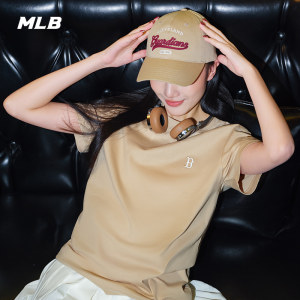 MLB官方 男女情侣运动简约T恤休闲纯色圆领短袖24夏季新款TSB02