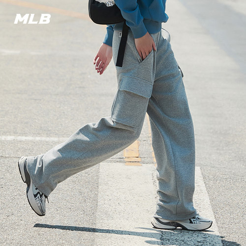 MLB官方男女情侣工装风大口袋休闲长裤舒适阔腿裤春夏PTB14 - 图1