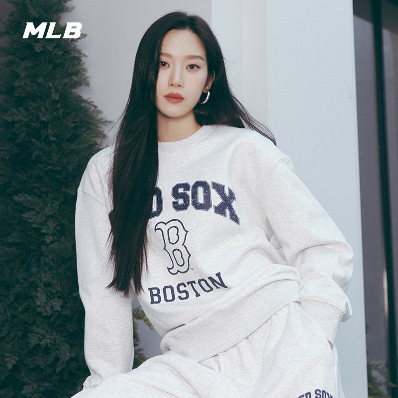 MLB官方男女情侣学院风加绒圆领卫衣宽松休闲23冬季新款MTV04_虎窝淘