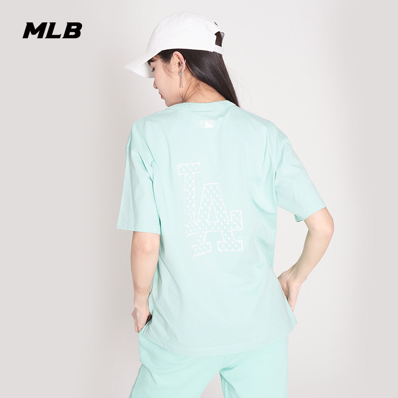 MLB官方男女情侣T恤老花短袖运动休闲潮明星同款宽松夏季TSM20_虎窝淘