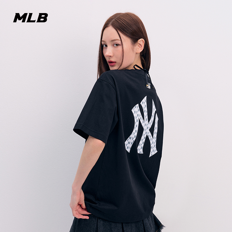 MLB官方 男女情侣老花运动纯棉T恤大logo休闲短袖24夏季新款TSM03 - 图3