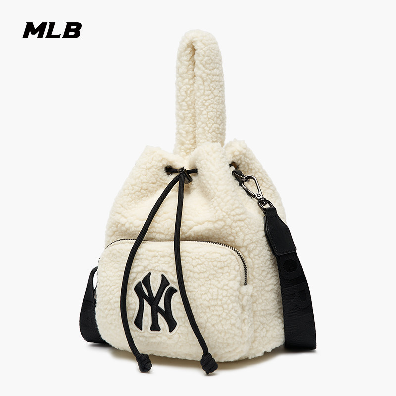mlb官方男女羊羔绒运动休闲水桶包 MLB挎包/拎包/休闲包