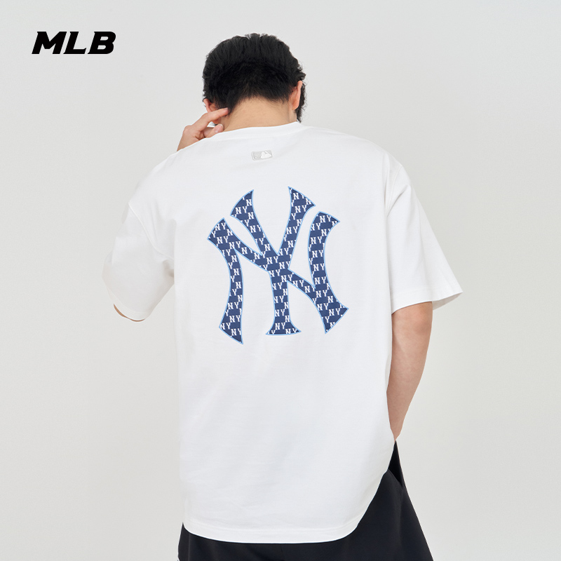 MLB官方 男女情侣老花运动纯棉T恤大logo休闲短袖24夏季新款TSM03