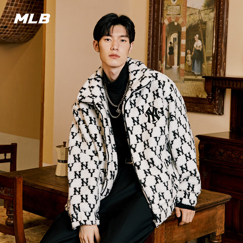 MLB官方 男女情侣仿羊羔绒外套复古老花棉服时尚冬季FDM01,淘宝优惠券,粉丝福利购,淘宝优惠卷