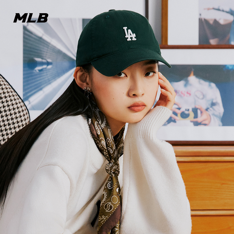 MLB官方 男女情侣复古软顶棒球帽运动休闲潮明星同款23春季CP77
