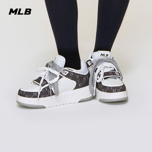 MLB官方 男女同款潮流厚底丹宁满印老花学长鞋26春季新款SXMDM - 图0