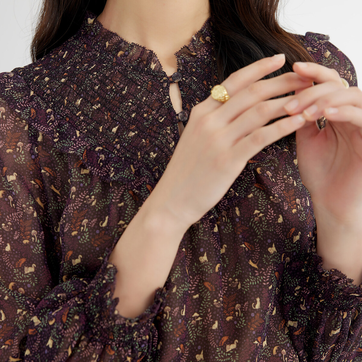 vgrass维格娜丝冬季新款印花衬衫 vgrass女装衬衫