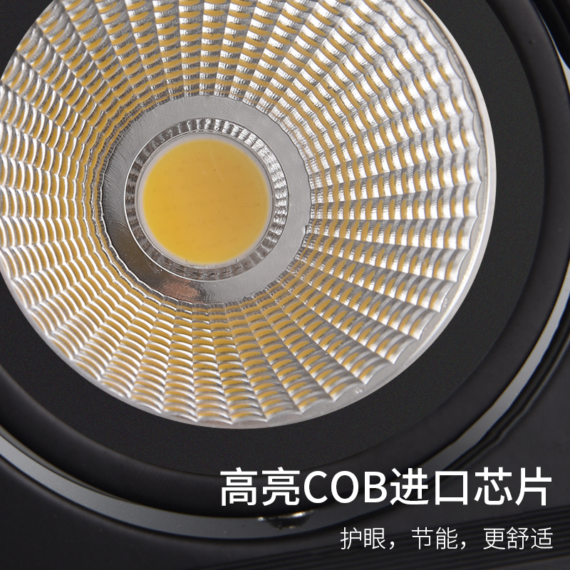 led格栅灯双头三头方形筒灯铝网格葡萄架嵌入式商用斗胆灯cob射灯-图2