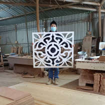 New Chinese solid wood flower window living-room decoration hollowed-out Chinese style PVC engraving shaped flower lattice partition suspended ceiling carved flower plate