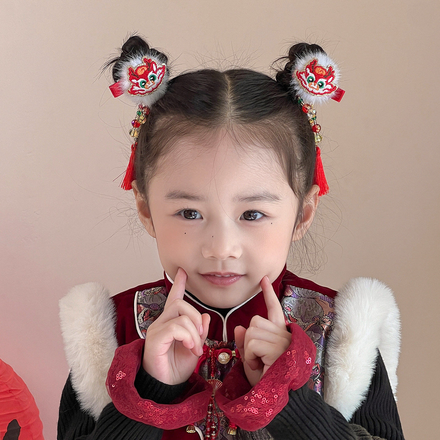 2025过年高颜值儿童发饰新年女童红色流苏拜年发夹中国风宝宝头饰,淘宝优惠券,粉丝福利购,淘宝优惠卷