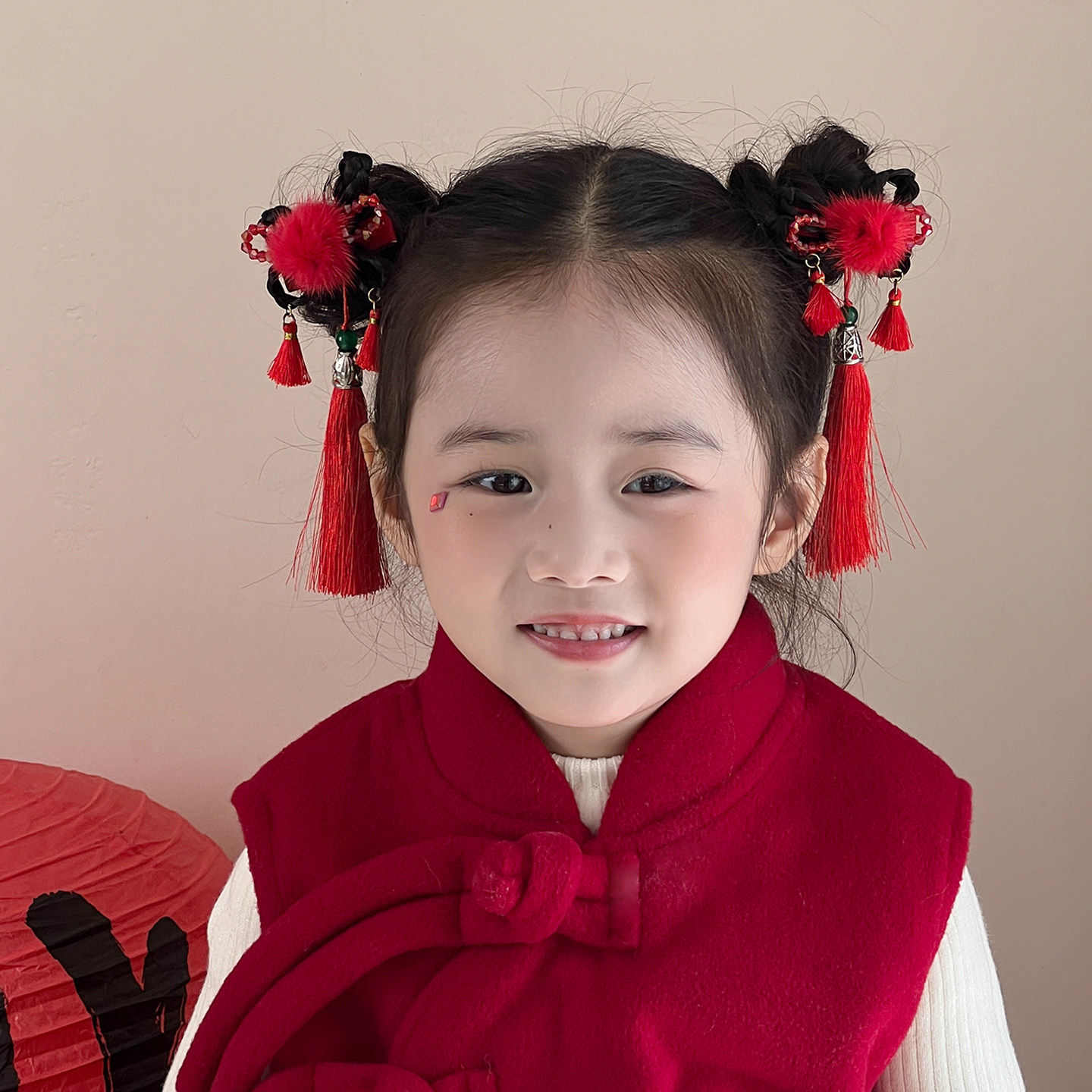 2025过年高颜值儿童发饰新年女童红色流苏拜年发夹中国风宝宝头饰,淘宝优惠券,粉丝福利购,淘宝优惠卷