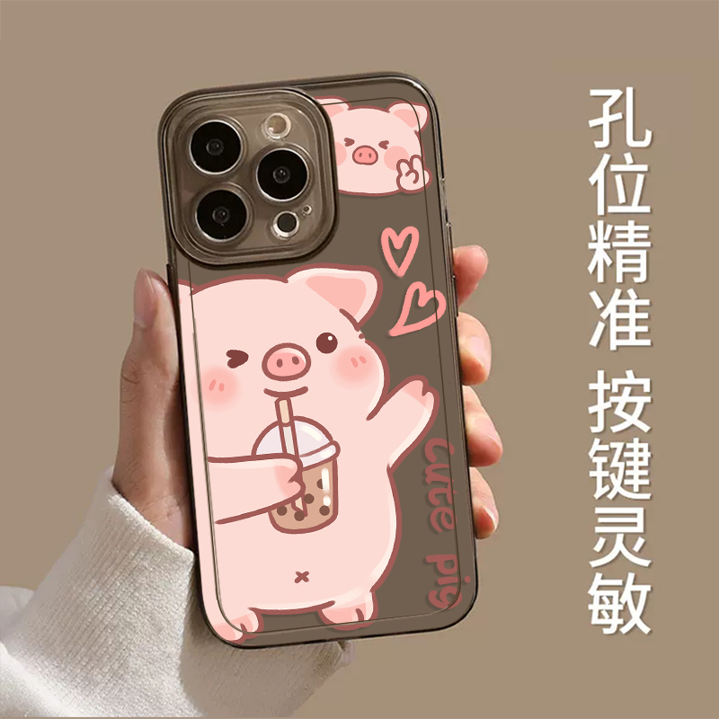 气球猪猪适用苹果14promax手机壳透明iPhone15新款12mini可爱卡通xs情侣款13的8plus7p防摔xr创意11情侣x趣味 - 图1