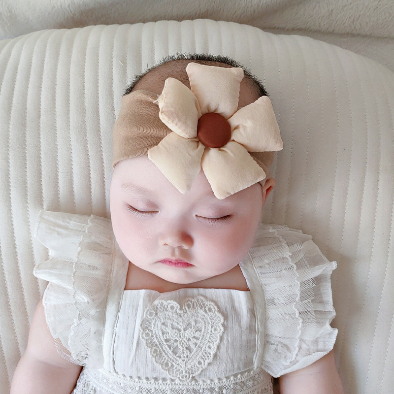 婴儿帽子夏季纯棉超萌护囟门发带初生儿薄款洋气可爱胎帽女公主风-图1