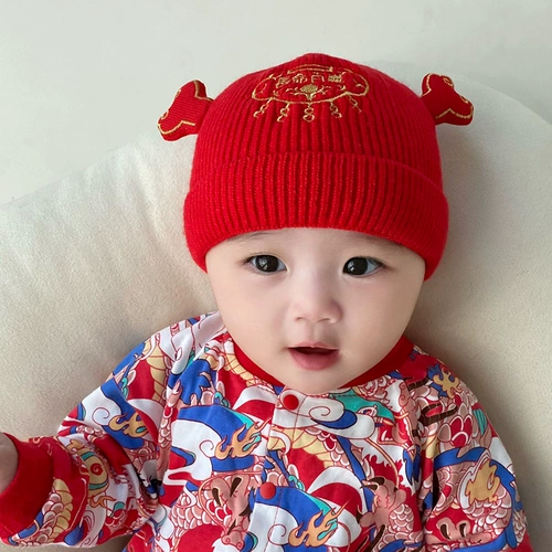 Детская демисезонная красная шерстяная шапка подходит для мужчин и женщин для девочек для раннего возраста