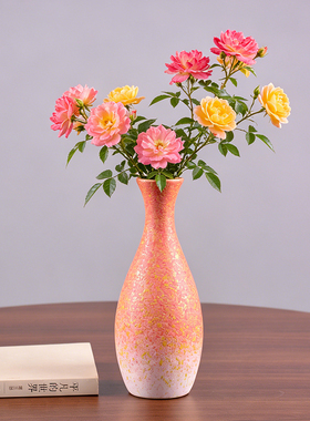 鲜花花瓶陶瓷无孔水培百合花富贵竹玫瑰干花花插高级感客厅摆件