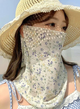 夏季围脖丝巾女网纱防晒护脸面罩