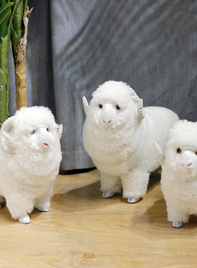 仿真绵羊摆件三阳开泰风水家居客厅摆设拍照道具场景装饰动物模型
