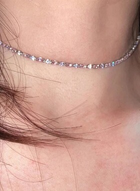 粉色锆石项链女款轻奢小众设计