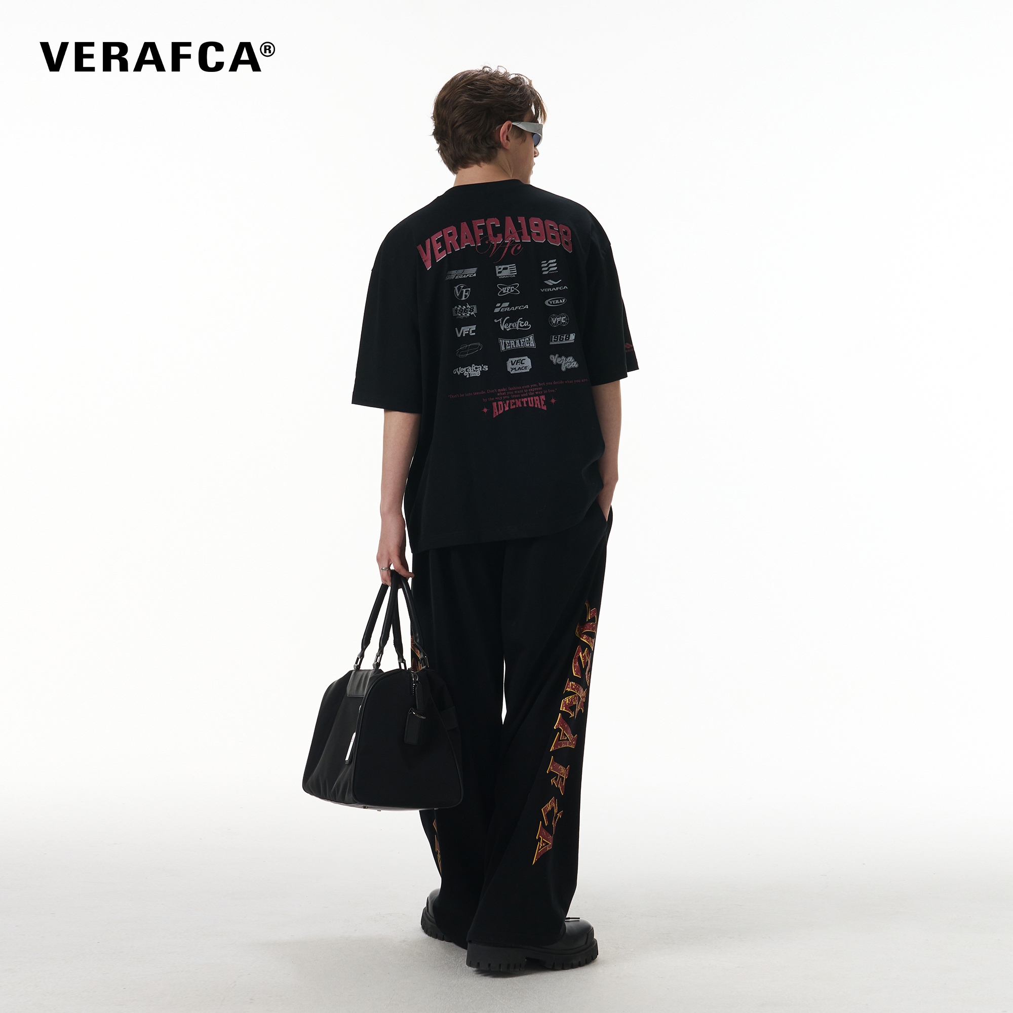 VFC/VERAF CA斑驳logo印花短袖磨损设计感纯棉t恤宽松休闲上衣ins - 图1