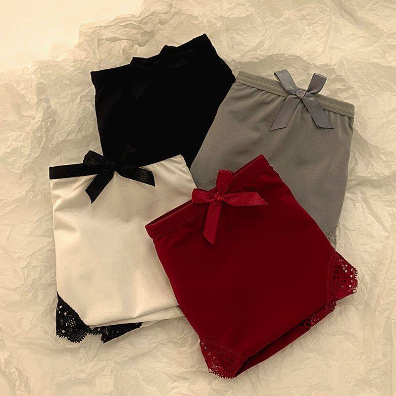 纯欲无痕红色冰丝性感蕾丝低腰诱惑内裤三角裤少女蝴蝶结本命年女,淘宝优惠券,粉丝福利购,淘宝优惠卷