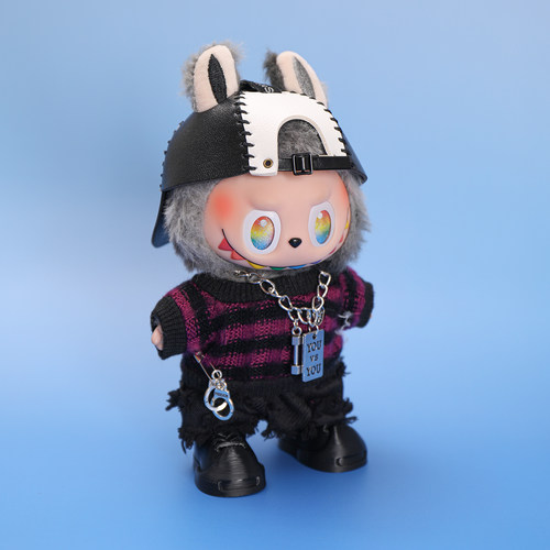 拉布布17cm公仔玩偶娃衣换装着替1代3代服饰labubu衣服鸭舌帽套装 - 图3