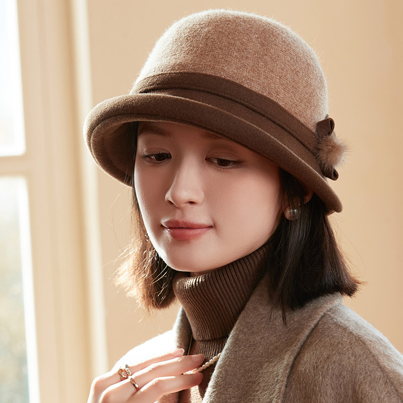 时尚百搭翘檐盆帽女士民国风复古气质百搭时尚渔夫帽子秋冬天保暖,淘宝优惠券,粉丝福利购,淘宝优惠卷