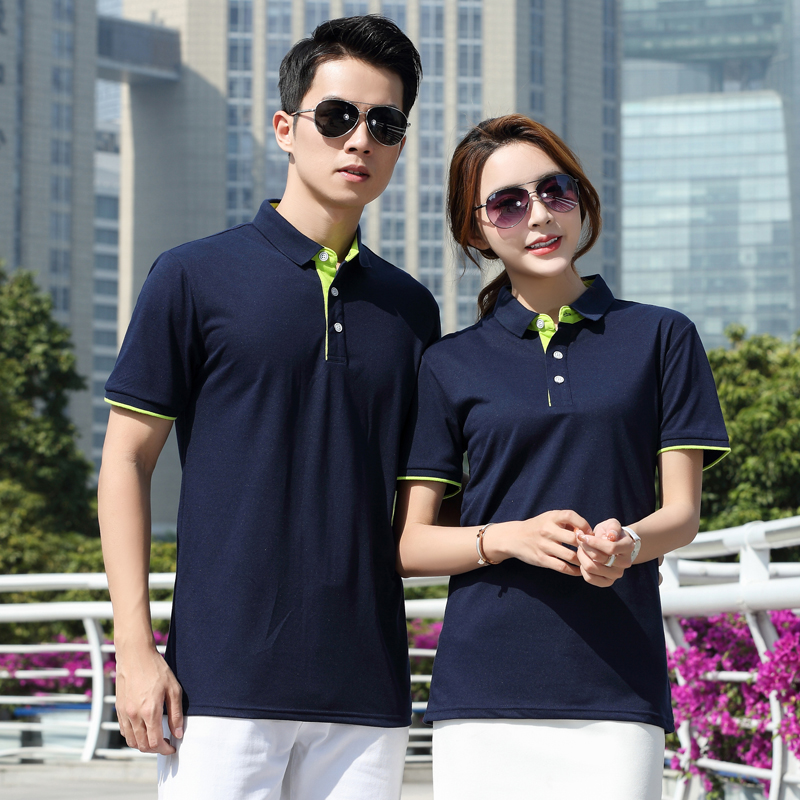 有翻领短袖T恤女 夏季超市工作服定制LOGO工装2022新款丅血POLO衫