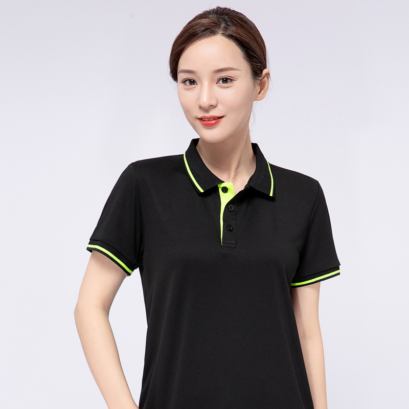 工作服带领短袖速干POLO衫女 夏季销售员工团体广告衫T恤定制LOGO