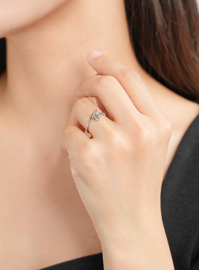 堤喜纯银手工镶钻戒指