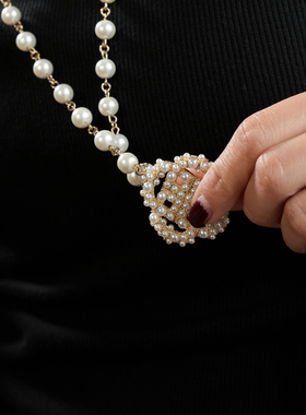 4657堤喜品牌原创设计大小珍珠项链时尚百搭衣饰配饰长款毛衣链