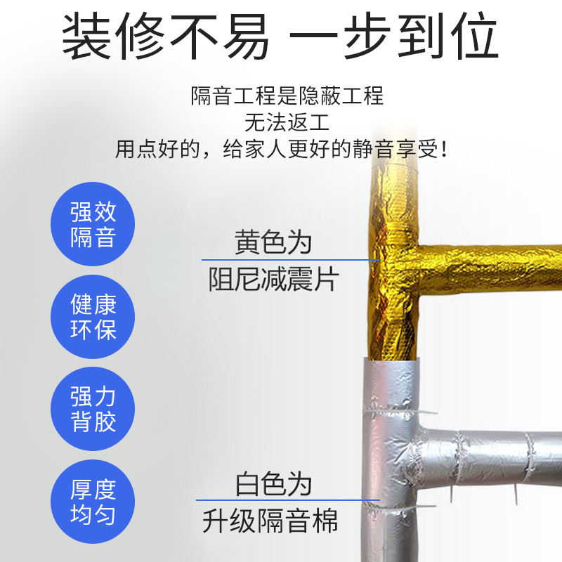 卫生间下水管道减震阻尼片隔音棉下水管三通和弯头降噪音自粘材料 - 图0