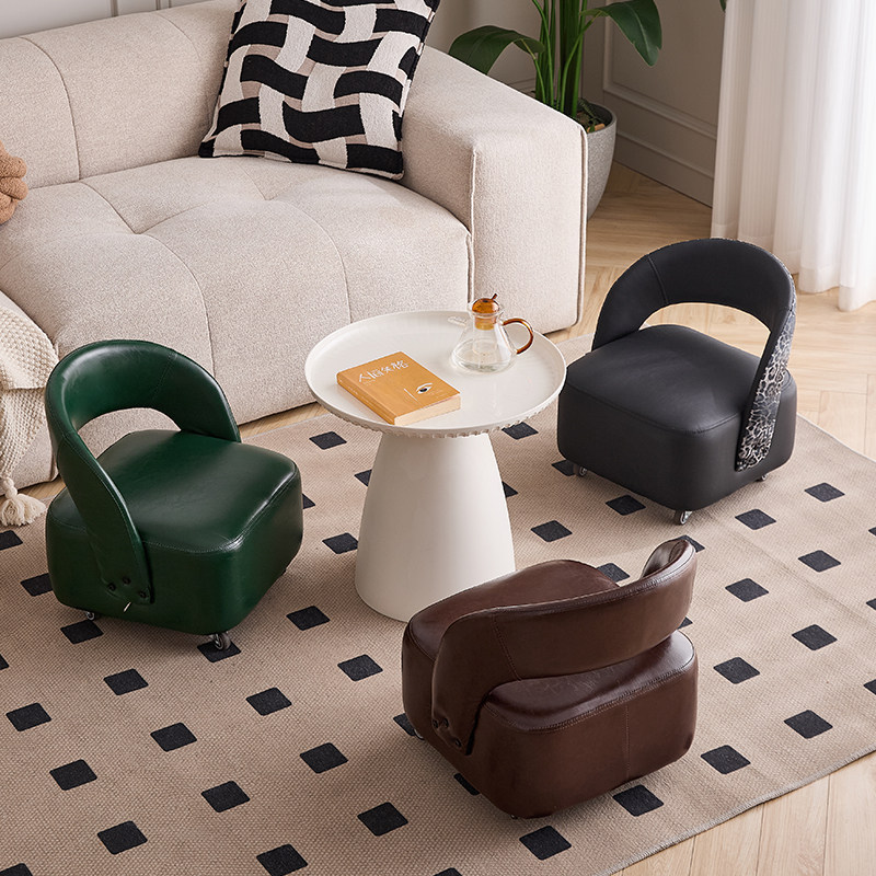 油蜡皮万向轮小凳子溜溜椅客厅沙发凳矮凳带轮子轻奢换鞋凳家用凳,淘宝优惠券,粉丝福利购,淘宝优惠卷