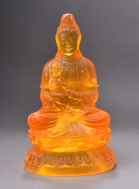 送子观音家用坐莲菩萨琉璃大号普陀山南海观世音平安礼佛供奉摆件