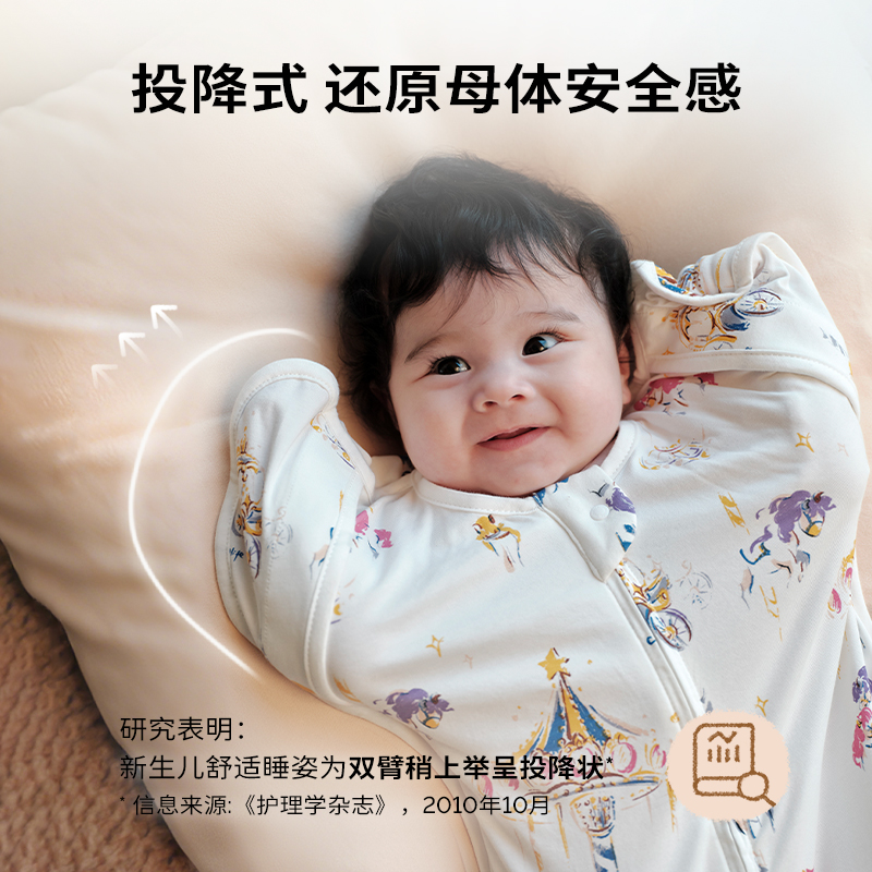 cutelife马年新生儿防惊跳睡袋竹棉投降式婴儿0-6月小月龄宝宝A类 - 图1