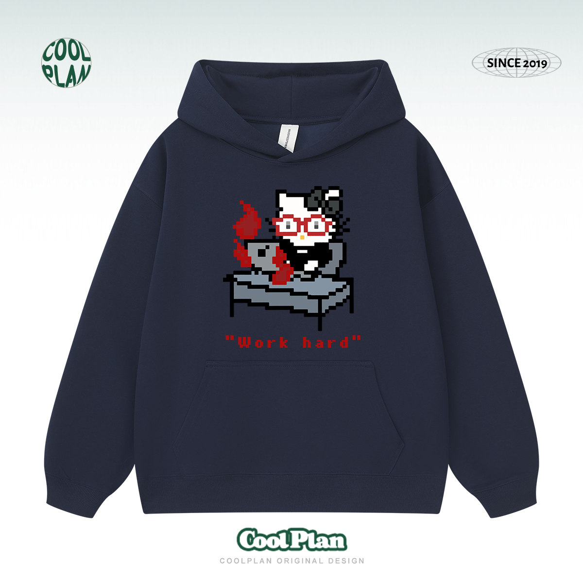 ins韩系甜美卡通像素猫印花连帽卫衣女秋冬季宽松百搭少女感外套,淘宝优惠券,粉丝福利购,淘宝优惠卷