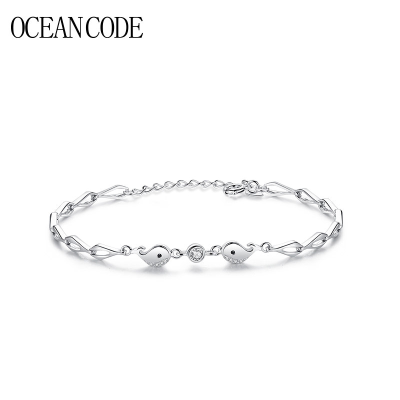 海洋密码鲸鱼纯银ins小众设计手镯 海洋密码手链