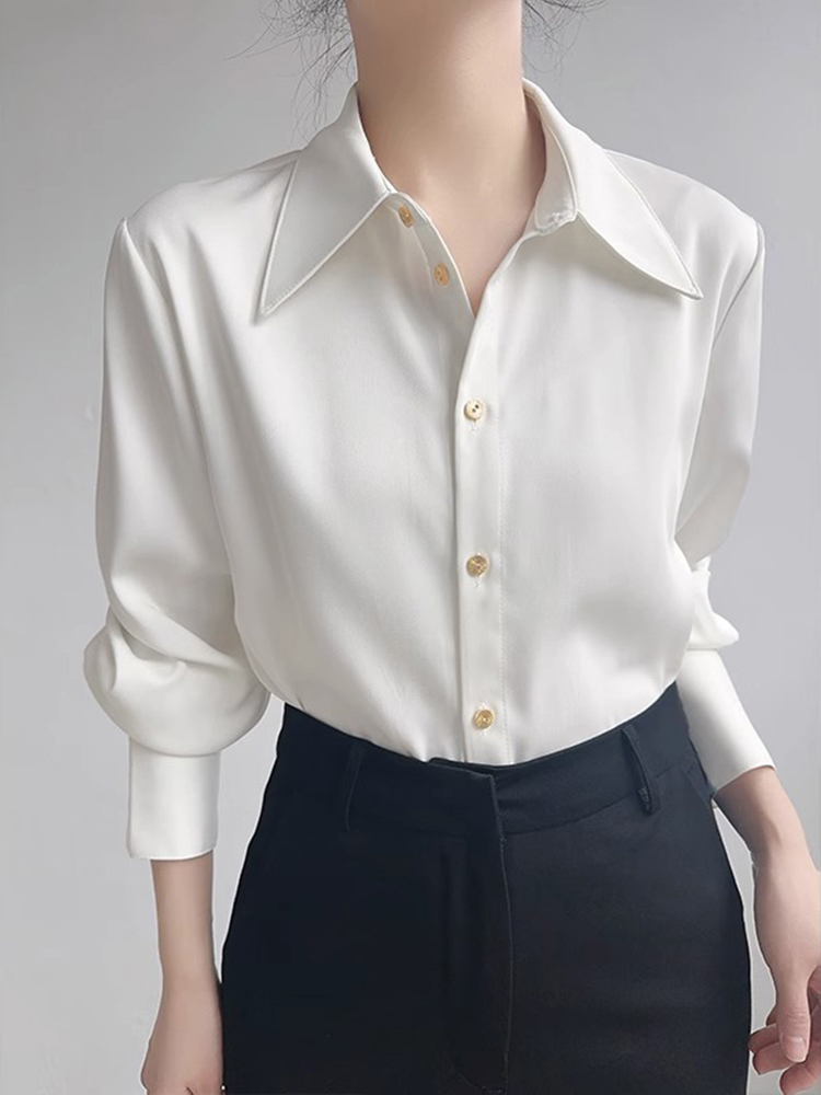 法式高级感白衬衫女早秋新款气质通勤职业衬衣设计感小众长袖上衣