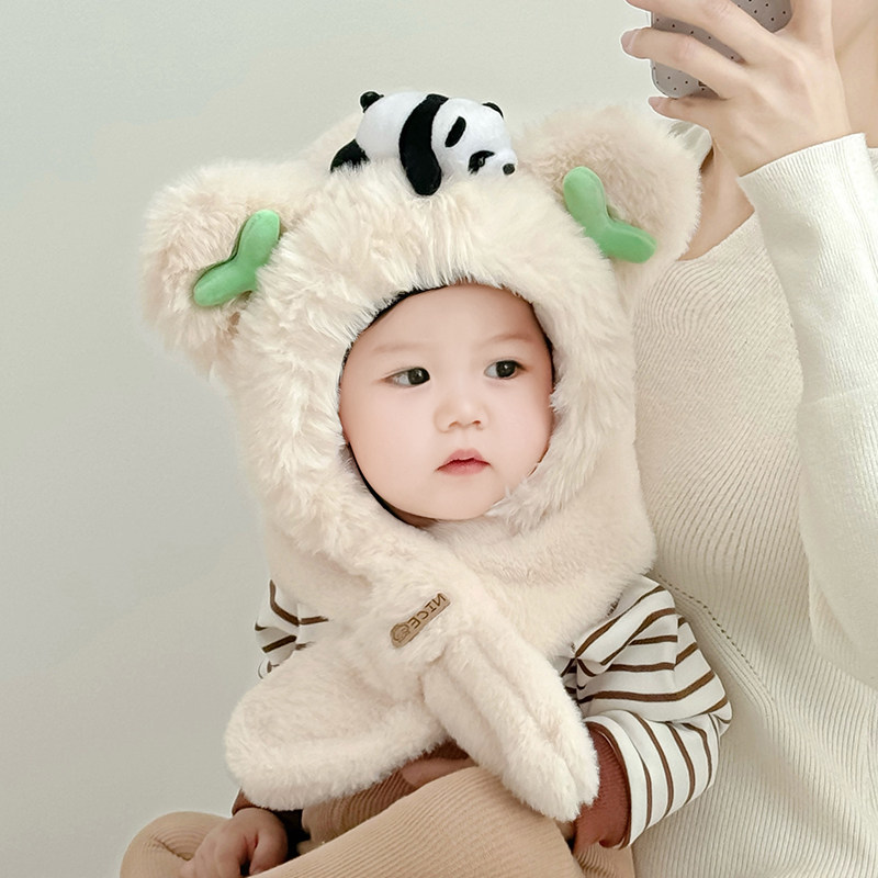 宝宝帽子秋冬季围巾一体帽防风面罩防飞沫婴儿抗寒防护小熊儿童冬,淘宝优惠券,粉丝福利购,淘宝优惠卷